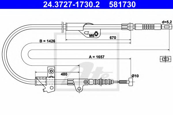 24.3727-1730.2 ATE Brake System Cable, parking brake