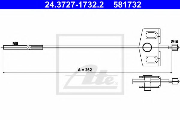 24.3727-1732.2 ATE Brake System Cable, parking brake