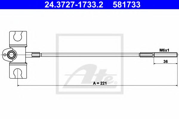 24.3727-1733.2 ATE Brake System Cable, parking brake