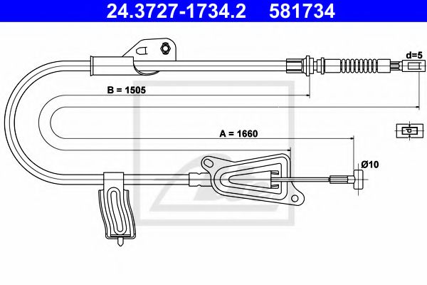 24.3727-1734.2 ATE Brake System Cable, parking brake