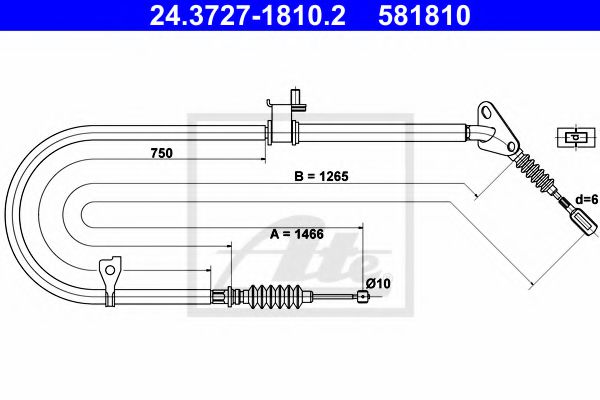 24.3727-1810.2 ATE Brake System Cable, parking brake