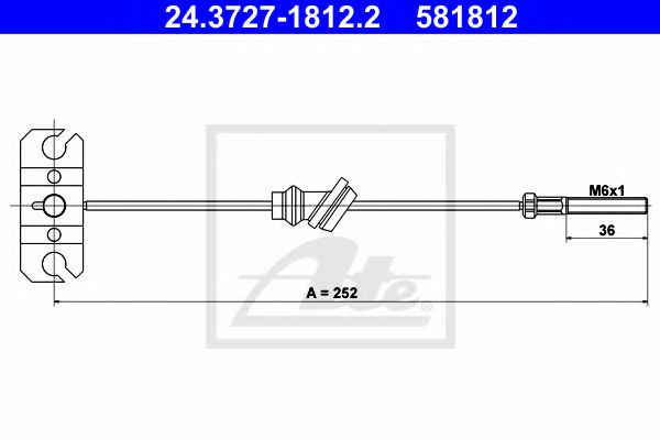 24.3727-1812.2 ATE Brake System Cable, parking brake