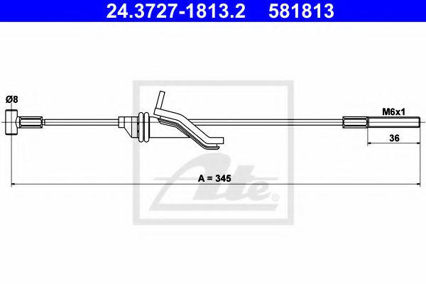 24.3727-1813.2 ATE Brake System Cable, parking brake