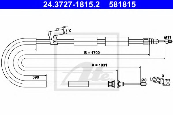 24.3727-1815.2 ATE Brake System Cable, parking brake