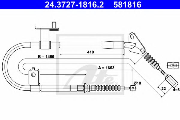 24.3727-1816.2 ATE Brake System Cable, parking brake