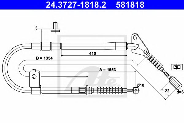24.3727-1818.2 ATE Brake System Cable, parking brake