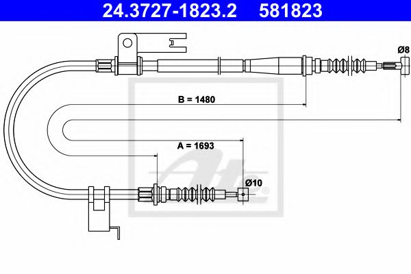 24.3727-1823.2 ATE Brake System Cable, parking brake