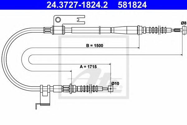 24.3727-1824.2 ATE Brake System Cable, parking brake