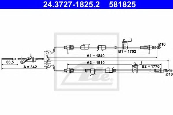24.3727-1825.2 ATE Brake System Cable, parking brake