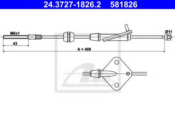 24.3727-1826.2 ATE Brake System Cable, parking brake