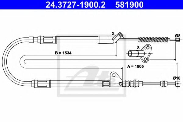24.3727-1900.2 ATE Brake System Cable, parking brake