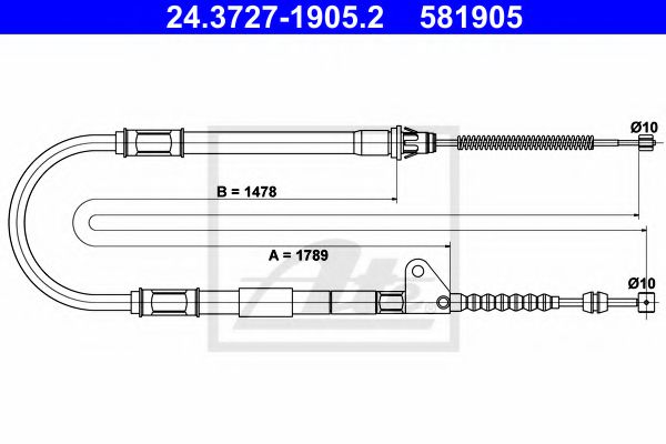 24.3727-1905.2 ATE Brake System Cable, parking brake