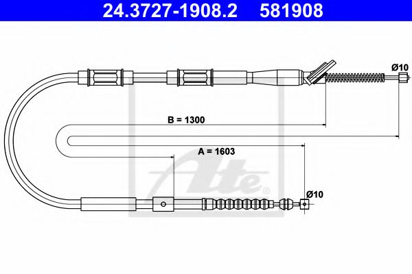 24.3727-1908.2 ATE Brake System Cable, parking brake