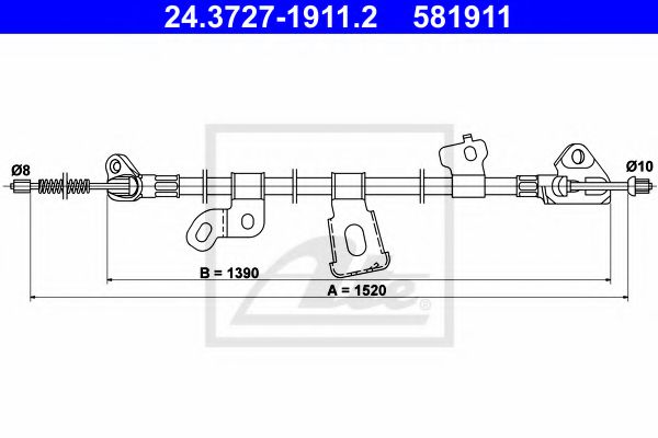 24.3727-1911.2 ATE Brake System Cable, parking brake