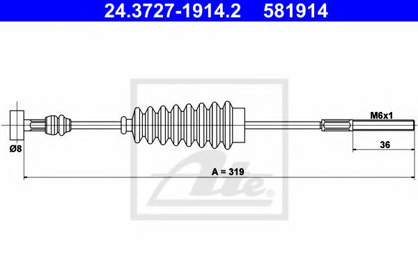 24.3727-1914.2 ATE Brake System Cable, parking brake