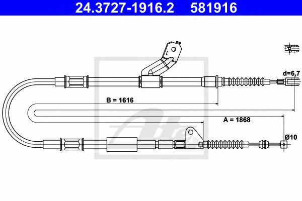 24.3727-1916.2 ATE Brake System Cable, parking brake