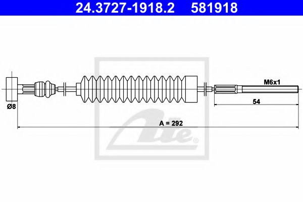 24.3727-1918.2 ATE Brake System Cable, parking brake