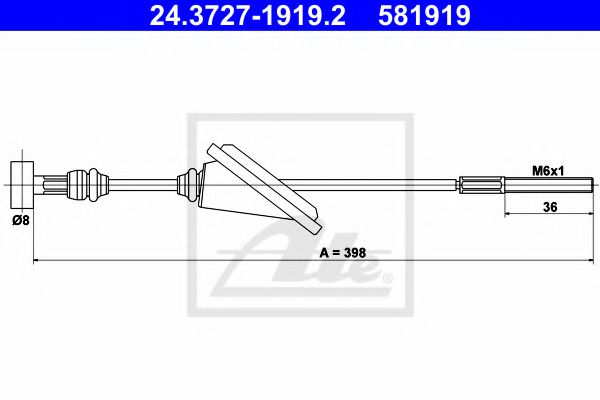 24.3727-1919.2 ATE Brake System Cable, parking brake