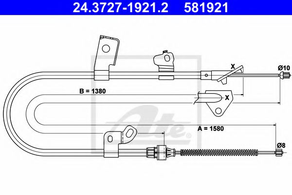24.3727-1921.2 ATE Brake System Cable, parking brake