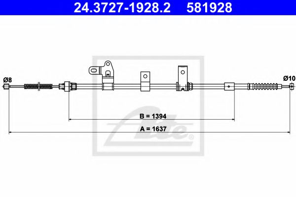 24.3727-1928.2 ATE Brake System Cable, parking brake