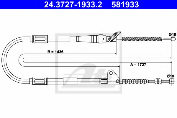24.3727-1933.2 ATE Brake System Cable, parking brake