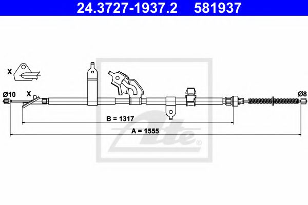 24.3727-1937.2 ATE Brake System Cable, parking brake