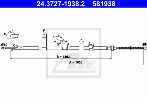24.3727-1938.2 ATE Brake System Cable, parking brake