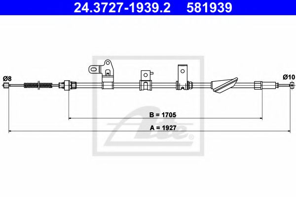 24.3727-1939.2 ATE Brake System Cable, parking brake