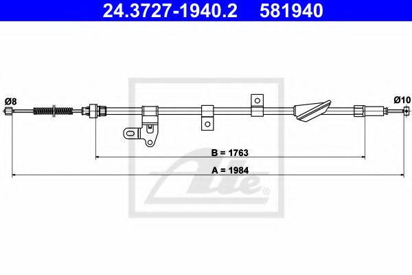 24.3727-1940.2 ATE Brake System Cable, parking brake