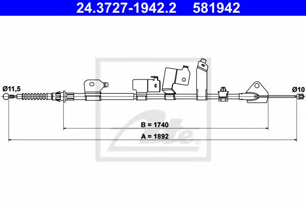 24.3727-1942.2 ATE Тормозная система Трос, стояночная тормозная система