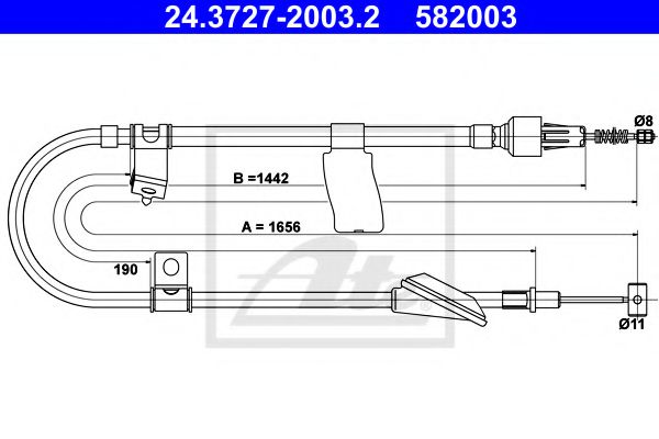 24.3727-2003.2 ATE Brake System Cable, parking brake