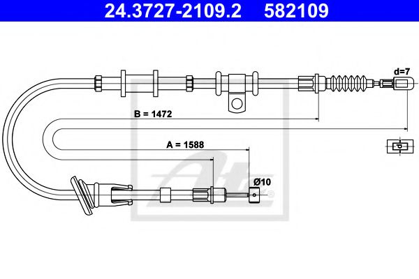 24.3727-2109.2 ATE Brake System Cable, parking brake