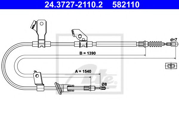 24.3727-2110.2 ATE Brake System Cable, parking brake
