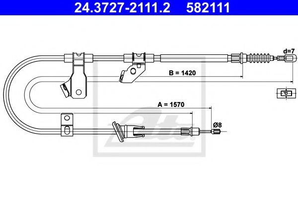 24.3727-2111.2 ATE Brake System Cable, parking brake
