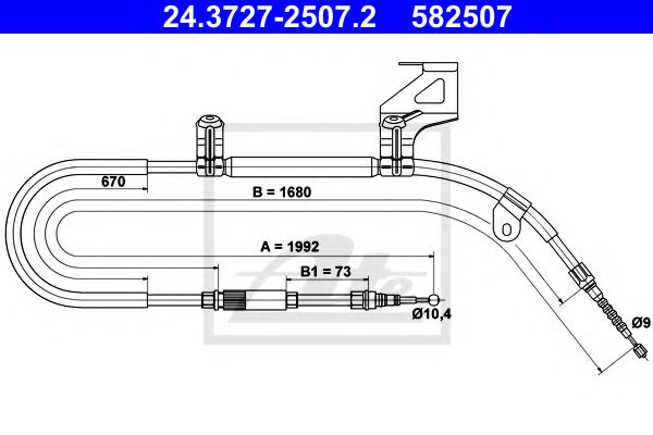 24.3727-2507.2 ATE Brake System Cable, parking brake