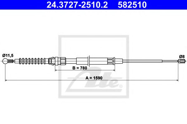 24.3727-2510.2 ATE Brake System Cable, parking brake