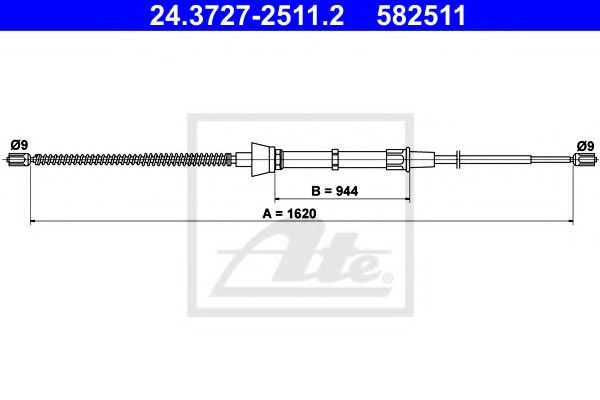 24.3727-2511.2 ATE Brake System Cable, parking brake