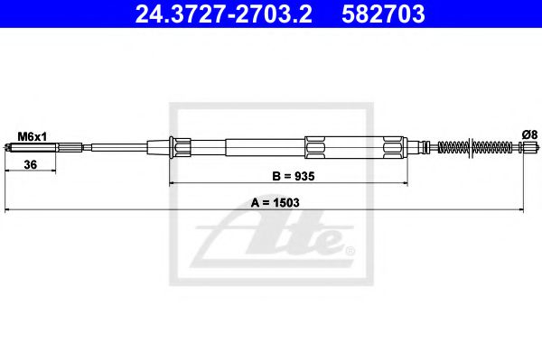24.3727-2703.2 ATE Brake System Cable, parking brake