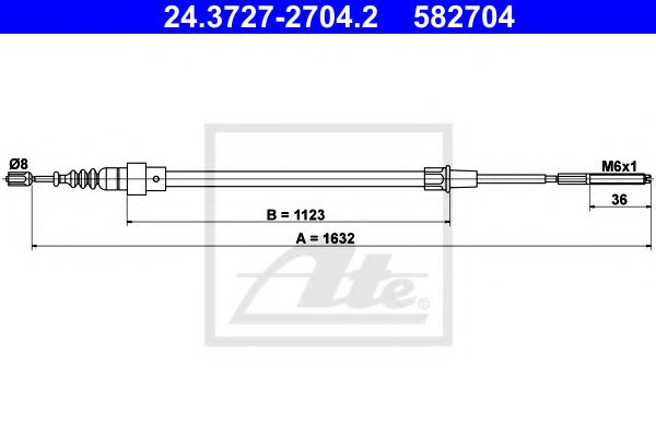 24.3727-2704.2 ATE Brake System Cable, parking brake