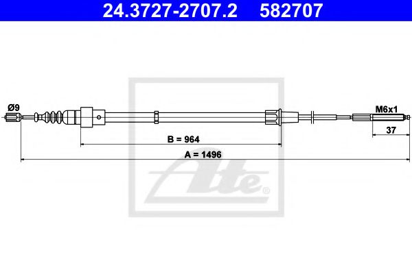 24.3727-2707.2 ATE Brake System Cable, parking brake