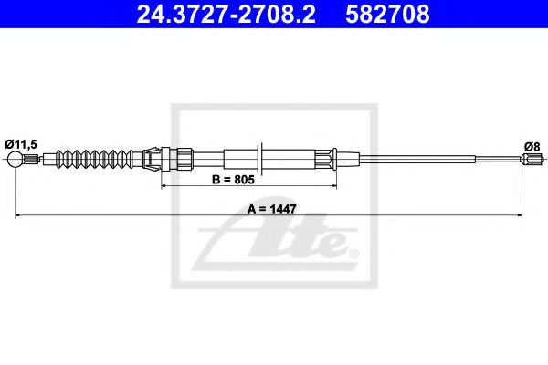 24.3727-2708.2 ATE Brake System Cable, parking brake