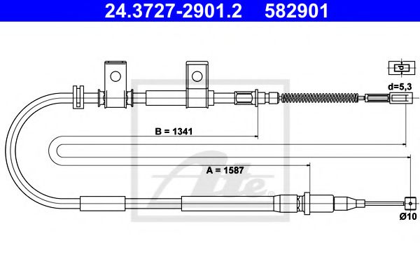 24.3727-2901.2 ATE Brake System Cable, parking brake