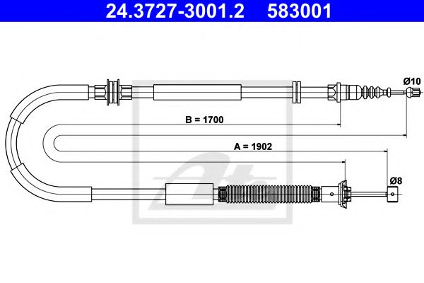 24.3727-3001.2 ATE Brake System Cable, parking brake