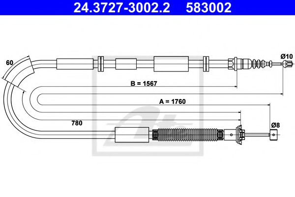 24.3727-3002.2 ATE Brake System Cable, parking brake