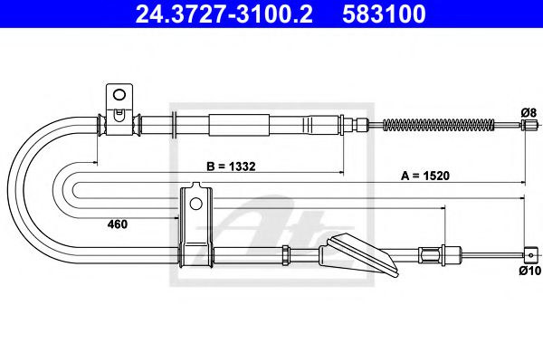 24.3727-3100.2 ATE Brake System Cable, parking brake