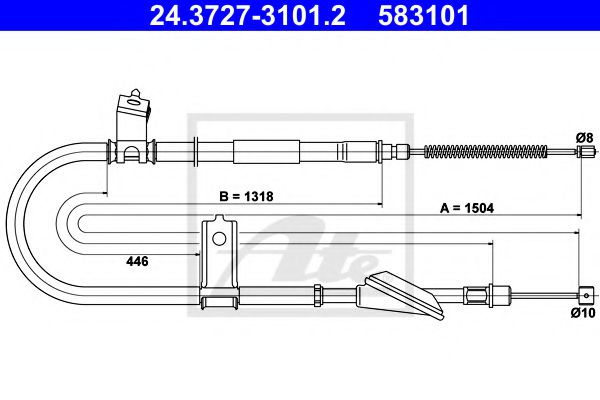 24.3727-3101.2 ATE Brake System Cable, parking brake