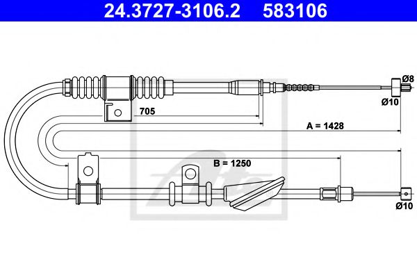 24.3727-3106.2 ATE Brake System Cable, parking brake