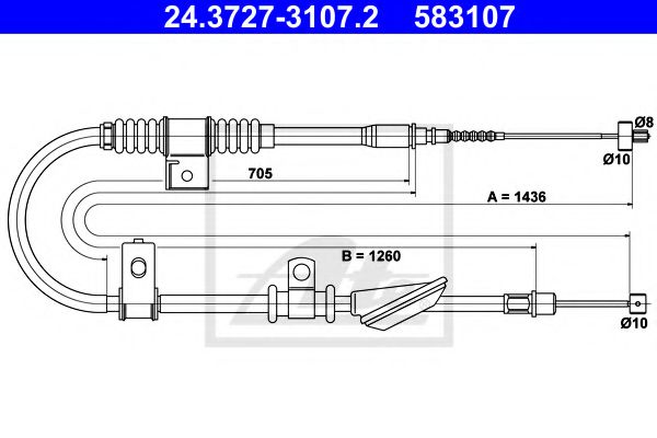 24.3727-3107.2 ATE Brake System Cable, parking brake