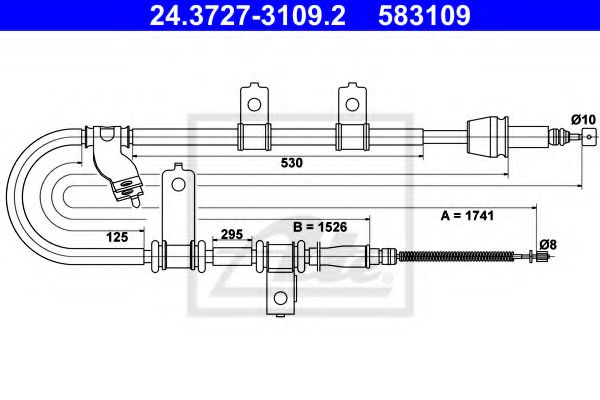 24.3727-3109.2 ATE Brake System Cable, parking brake