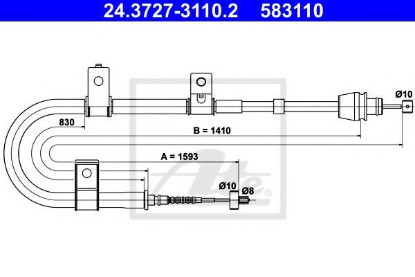24.3727-3110.2 ATE Brake System Cable, parking brake